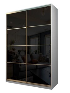 Шкаф 2-х дверный MAX МШ-25-6-18-22, Профиль Золото/Цвет Белый/Oracal Черный в Новосибирске