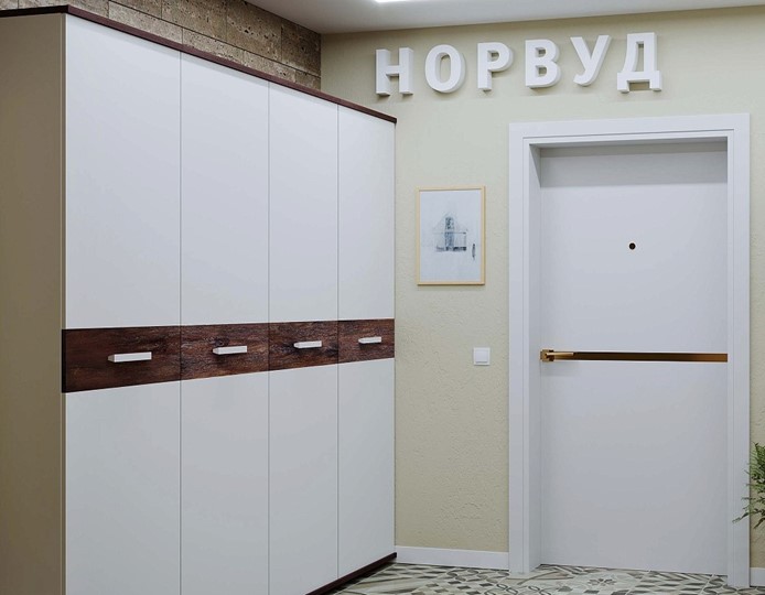 Шкаф Норвуд 71, Белый-Орех шоколадный в Новосибирске - изображение 2
