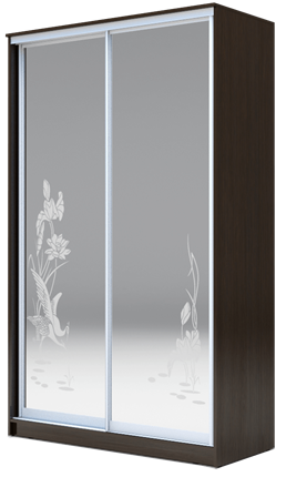 Шкаф 2-х дверный 2200х1500х620 два зеркала, "Цапли" ХИТ 22-15-66-01 Венге Аруба в Новосибирске - изображение
