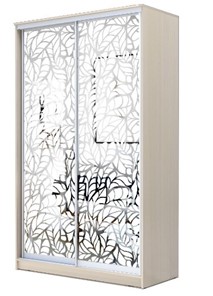 Шкаф 2-х дверный 2200х1200х620 два зеркала, "Листья" ХИТ 22-12/2-66-17 Дуб молочный в Новосибирске