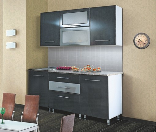 Модульный кухонный гарнитур Мыло 224 2000х718, цвет Черный/Графит в Новосибирске - изображение