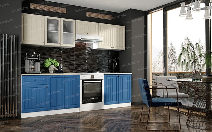 Модульный кухонный гарнитур Хозяюшка Магнолия-деним 2,0 м МДФ в Новосибирске - изображение 2
