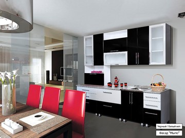 Модульный кухонный гарнитур Мыло 224 2600, цвет Черный/Белый металлик в Новосибирске - предосмотр