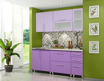 Кухонный гарнитур Мыло 224 2000х718, цвет Фиолет/Пастель фиолет в Новосибирске - предосмотр