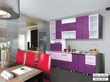 Кухня прямая Мыло 224 2600, цвет Фиолет/Пастель фиолет в Новосибирске
