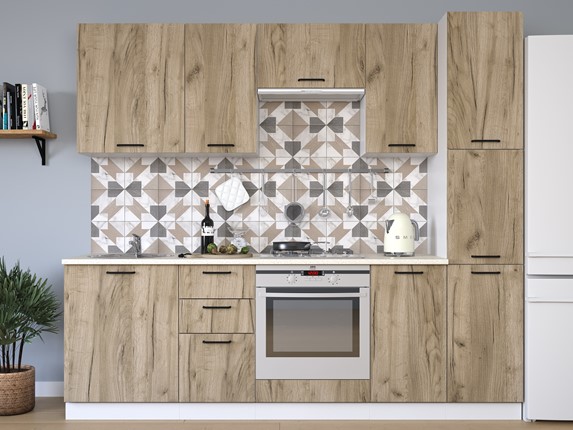 Кухонный гарнитур МК НОРД Комплект №8 2,4м Дуб Крафт Серый (K002 PW) в Новосибирске - изображение