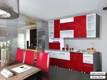 Прямой кухонный гарнитур Мыло 224 2600, цвет Бордо/Белый металлик в Новосибирске