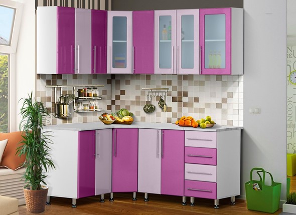 Угловая кухня Мыло 224 1800х1400, цвет Виолетта/Сирень в Новосибирске - изображение