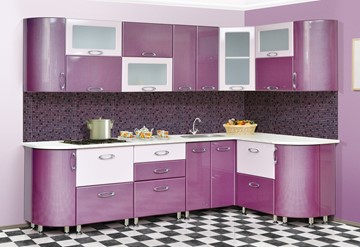 Угловая кухня Мыло 128 2700х1500, цвет Фиолет/Пастель фиолет в Новосибирске