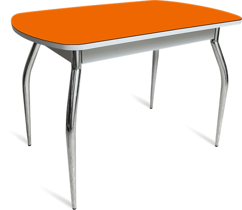 Кухонный стол раздвижной ПГ-07 СТ1 белое/оранжевое/35 хром фигурные гнутые в Новосибирске - изображение
