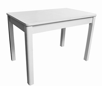 Кухонный стол раскладной Айсберг-07 СТ1, белое ЛДСП/стекло белое/прямые массив белый в Новосибирске - предосмотр