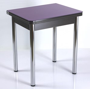 Стеклянный обеденный стол СПА-02 СТ2, венге ЛДСП/стекло фиолетовый/39 прямые трубки хром в Новосибирске