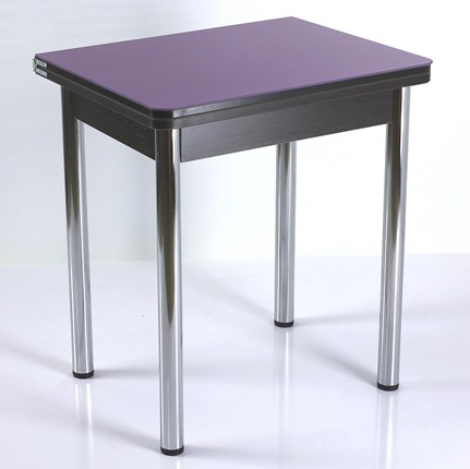 Кухонный пристенный стол СПА-02 СТ2, венге ЛДСП/стекло фиолетовый/39 прямые трубки хром в Новосибирске - изображение