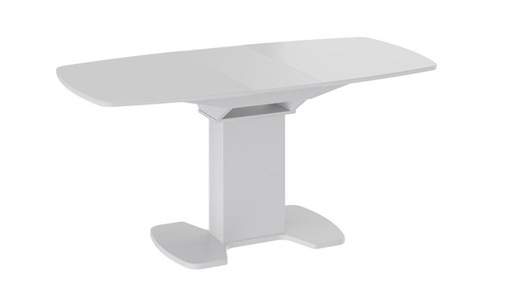 Кухонный раздвижной стол Портофино (СМ(ТД)-105.02.11(1)), цвет Белый глянец/Стекло белое в Новосибирске - изображение 1