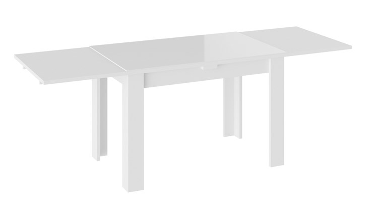 Кухонный раскладной стол Норман тип 1, цвет Белый/Стекло белый глянец в Новосибирске - изображение 1