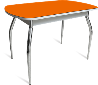 Стеклянный обеденный стол ПГ-04 СТ белое/оранжевое/хром фигурные в Новосибирске