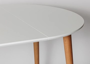 Кухонный раздвижной круглый стол Белая Эмаль д. 100 см МДФ ножки светлый орех в Новосибирске - предосмотр 15