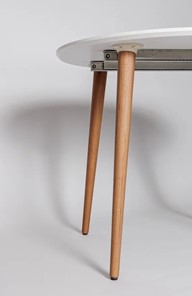 Кухонный раздвижной круглый стол Белая Эмаль д. 100 см МДФ ножки светлый орех в Новосибирске - предосмотр 20