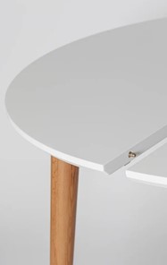 Кухонный раздвижной круглый стол Белая Эмаль д. 100 см МДФ ножки светлый орех в Новосибирске - предосмотр 5