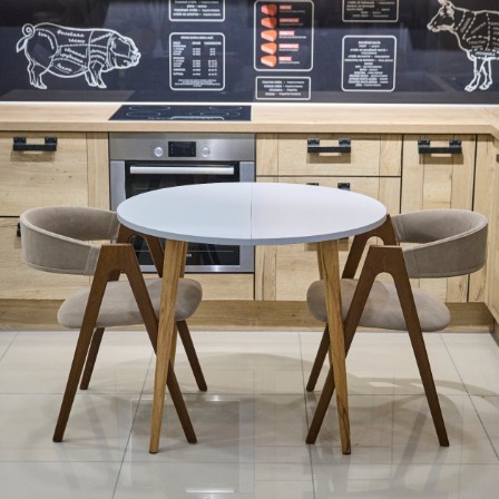 Кухонный раздвижной круглый стол Серый камень 90*90 см ЛДСП в Новосибирске - изображение 15