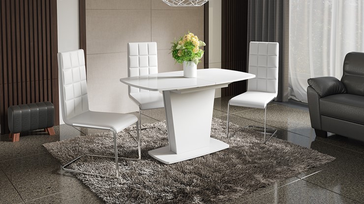 Кухонный стол раздвижной Честер тип 2, цвет Белый/Стекло белый глянец в Новосибирске - изображение 2