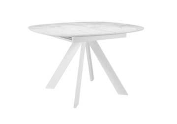 Овальный обеденный стол DikLine BK100 Керамика Белый мрамор/подстолье белое/опоры белые в Новосибирске