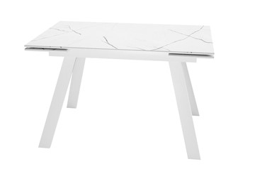 Керамический обеденный стол DikLine DKL140 Керамика Белый мрамор/опоры белые (2 уп.) в Новосибирске