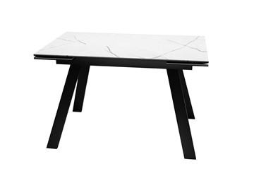 Керамический кухонный стол DikLine DKL140 Керамика Белый мрамор/опоры черные (2 уп.) в Новосибирске