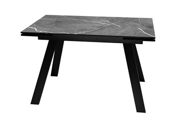Обеденный раздвижной стол DikLine DKL140 Керамика Черный мрамор/опоры черные (2 уп.) в Новосибирске