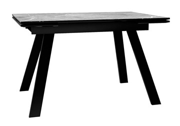 Раздвижной стол DikLine DKL140 Керамика Серый мрамор/опоры черные (2 уп.) в Новосибирске