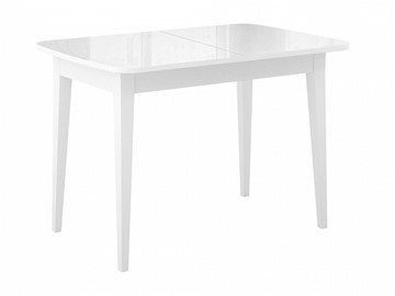 Кухонный стол раскладной Dikline M110 Белый/стекло белое глянец/ножки MM белые в Новосибирске - предосмотр