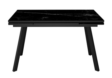 Кухонный стол раздвижной DikLine SKA125 Керамика Черный мрамор/подстолье черное/опоры черные (2 уп.) в Новосибирске