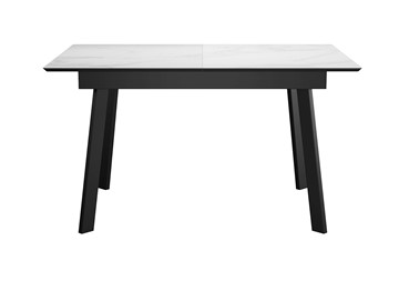 Керамический обеденный стол DikLine SKH125 Керамика Белый мрамор/подстолье черное/опоры черные (2 уп.) в Новосибирске