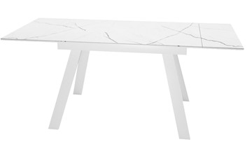 Обеденный раздвижной стол DikLine SKM140 Керамика Белый мрамор/подстолье белое/опоры белые (2 уп.) в Новосибирске - предосмотр 1