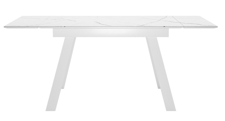 Обеденный раздвижной стол DikLine SKM140 Керамика Белый мрамор/подстолье белое/опоры белые (2 уп.) в Новосибирске - изображение 2