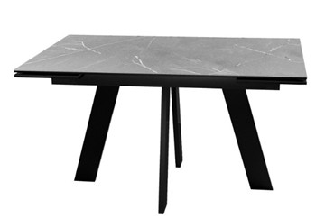 Стол раздвижной DikLine SKM140 Керамика серый мрамор/подстолье черное/опоры черные (2 уп.) в Новосибирске - предосмотр 1