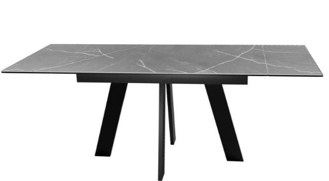 Стол раздвижной DikLine SKM140 Керамика серый мрамор/подстолье черное/опоры черные (2 уп.) в Бердске - изображение 2