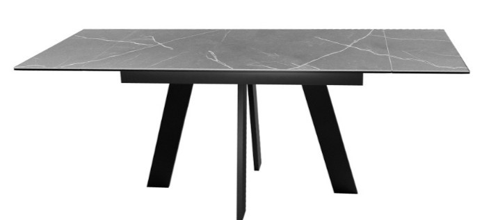 Стол раздвижной DikLine SKM140 Керамика серый мрамор/подстолье черное/опоры черные (2 уп.) в Бердске - изображение 4