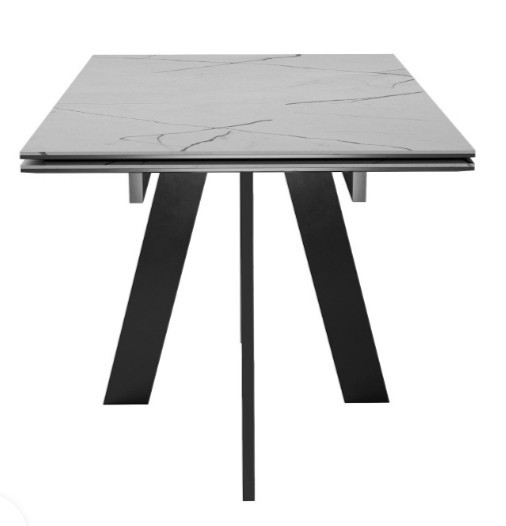 Стол раздвижной DikLine SKM140 Керамика серый мрамор/подстолье черное/опоры черные (2 уп.) в Бердске - изображение 5