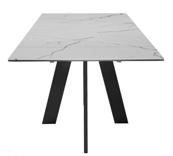 Стол раздвижной DikLine SKM140 Керамика серый мрамор/подстолье черное/опоры черные (2 уп.) в Бердске - изображение 6