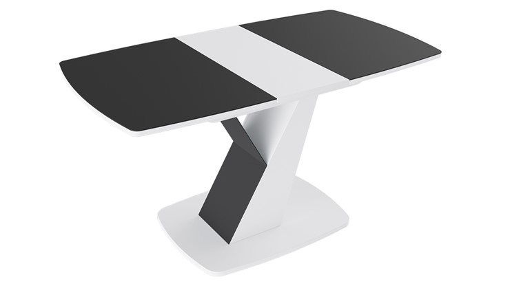 Кухонный раскладной стол Гарда тип 1, цвет Белый/Стекло матовое черный графит в Новосибирске - изображение 1