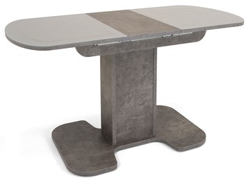 Кухонный стол раскладной Киото-1 (ноги серый камень, серебро/серый камень) в Новосибирске - предосмотр 2