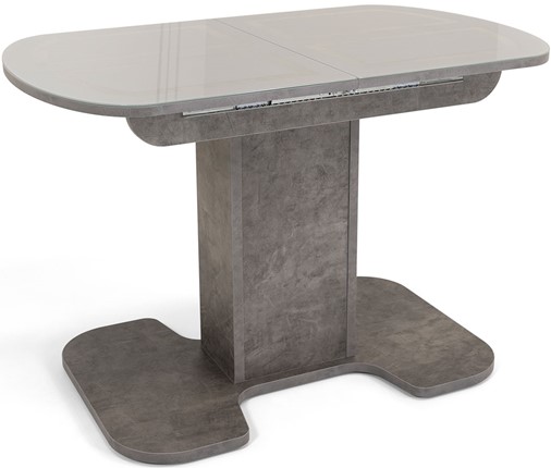 Кухонный стол раскладной Киото-1 (ноги серый камень, серебро/серый камень) в Новосибирске - изображение