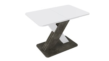 Обеденный раздвижной стол Люксембург тип 1 (Белый/Ателье темный/Стекло белое матовое) в Новосибирске