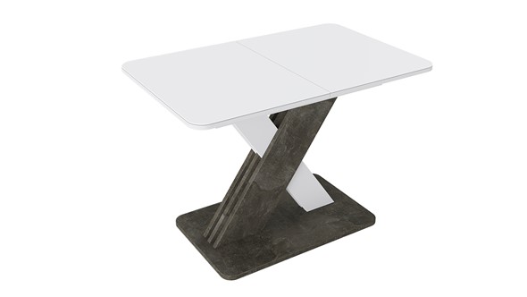 Обеденный раздвижной стол Люксембург тип 1 (Белый/Ателье темный/Стекло белое матовое) в Новосибирске - изображение