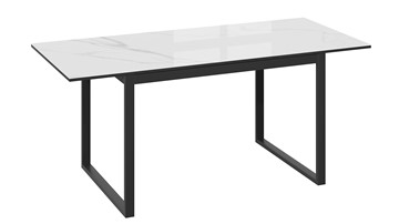 Кухонный стол раздвижной Маркус Тип 1 (Черный муар, Стекло белый мрамор) в Новосибирске - предосмотр 3