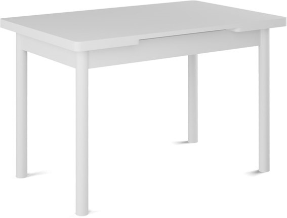 Раздвижной стол Милан-1 EVO, ноги металлические белые, белый цемент в Новосибирске - изображение