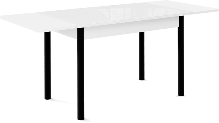 Раздвижной стол Милан-1 EVO, ноги металлические черные, стекло белое/серый в Новосибирске - изображение 1