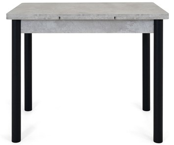 Кухонный раздвижной стол Милан-1 EVO, ноги металлические черные, светлый цемент в Новосибирске - предосмотр 1