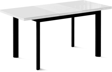 Кухонный стол раскладной Нагано-1G (ноги черные, стекло cristal/белый цемент) в Новосибирске - предосмотр 1
